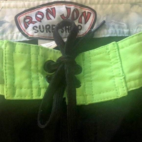 Ron Jon Surf Shop 9" Board Shorts - Neon Green/Black  - 36 - Picture 4 of 5